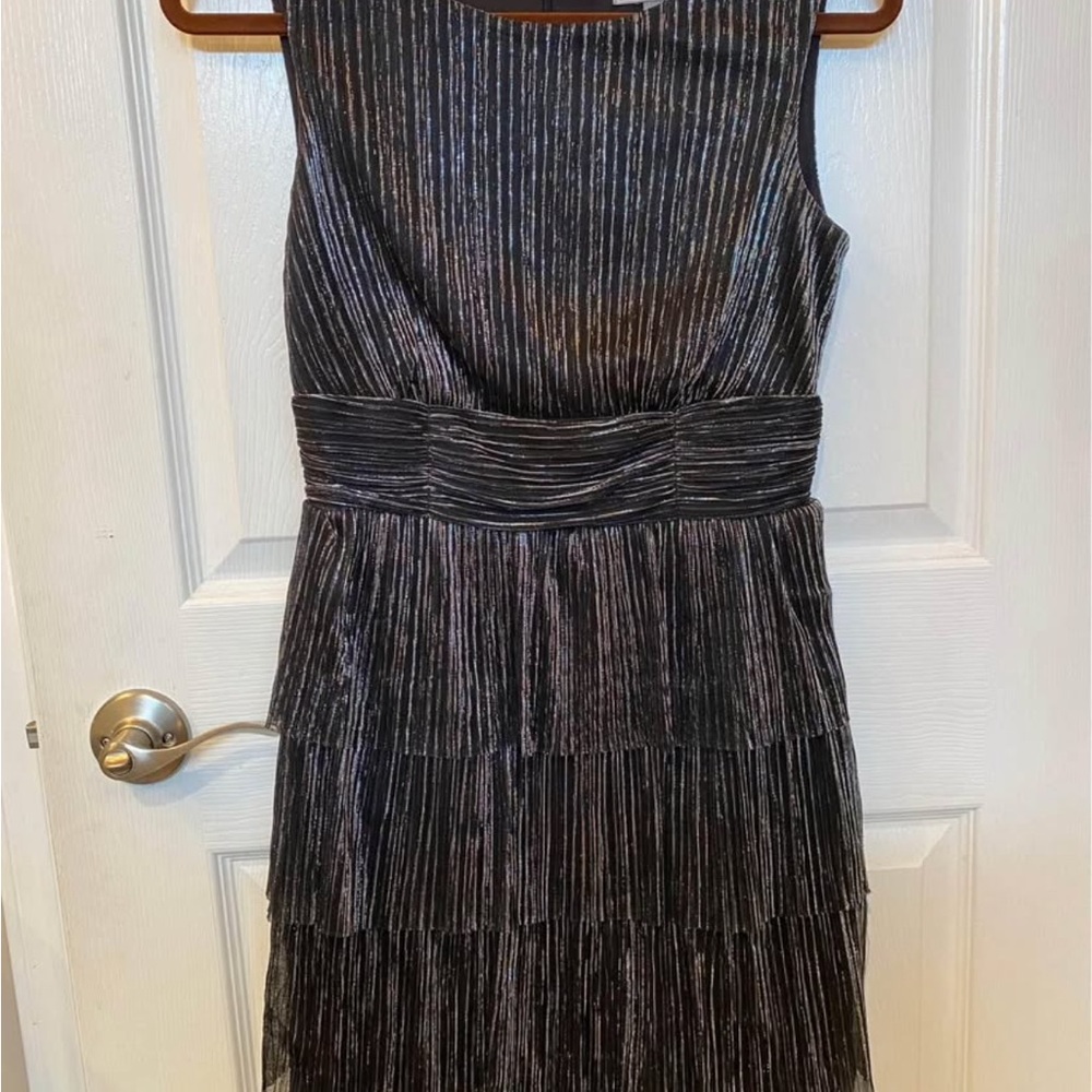 Aura Black and Silver Striped Mini Dress